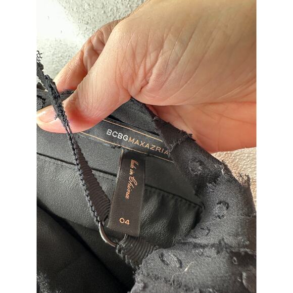 BCBGMAXAZRIA Black Lace Tiered Ruffle Low Back Keyhole Front Maxi Dress 4 - Picture 10 of 16